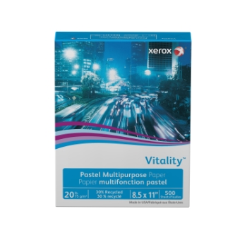 Xerox Vitality Pastel Multipurpose Paper, 20 lb, 8.5&quot; x 11&quot;, Blue, 500 Sheets/Ream