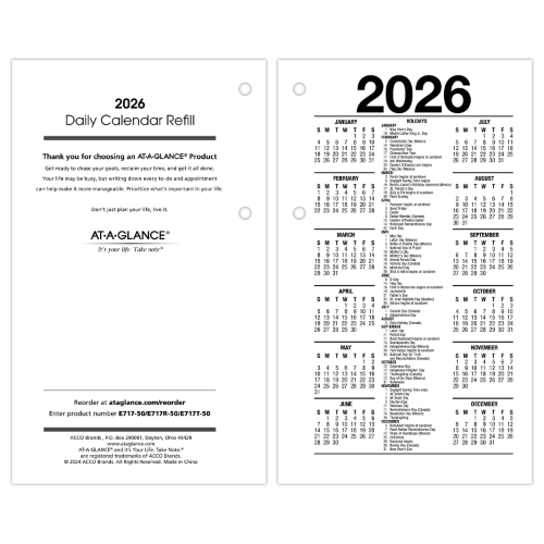 AT A GLANCE Daily Loose Leaf Desk Calendar Refill 12 Month 3 1 2 X 6 at-a-glance-daily-loose-leaf-desk-calendar-refill-12-month-3-1-2-x-6