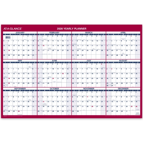 AT-A-GLANCE Vertical Horizontal Reversible Yearly Wall Calendar, 12 ...