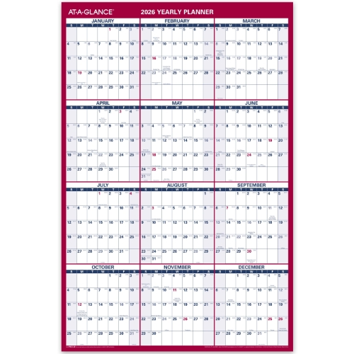 AT-A-GLANCE Vertical Horizontal Reversible Yearly Wall Calendar, 12 ...