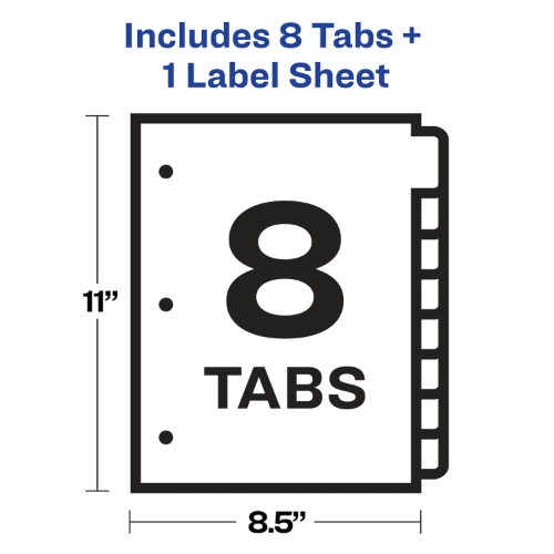 Avery Easy Print & Apply Clear Label 8 Tab Dividers, White, 1 Set W.B