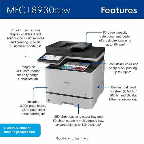 まりりん　ページ Brother MFC-L8930CDW Business Color Laser All-in-One Printer with