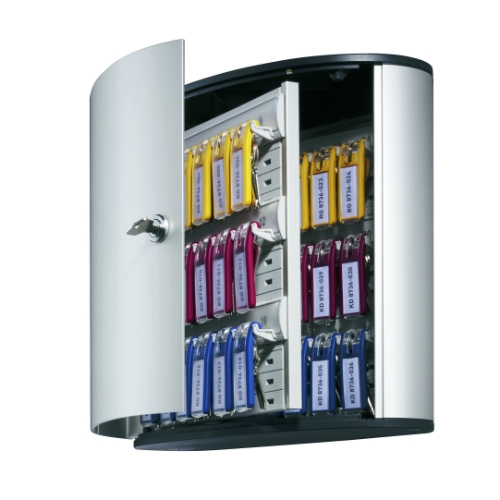 Durable Brushed Aluminum Keyed Lock 54-Key Cabinet, 11-9/10