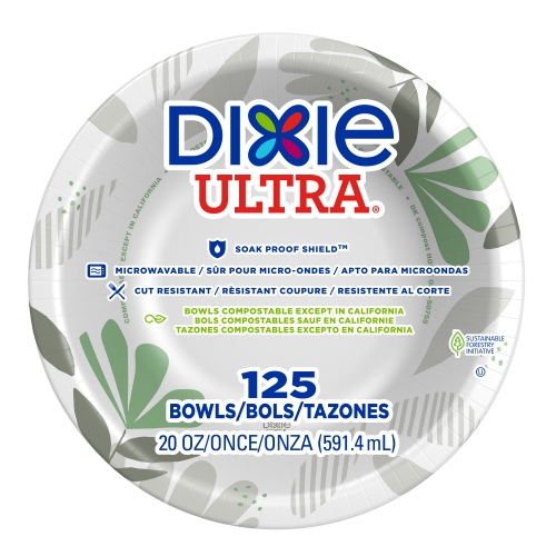 Dixie Ultra Pathways Bowls, Heavyweight, Paper, 20 oz, White/Green ...