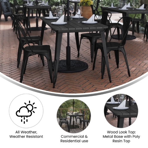 30 patio table with umbrella hole Paradise 30" Square Outdoor Bistro Bar Made of solid and weather Dextrus 30 inch Patio Dining