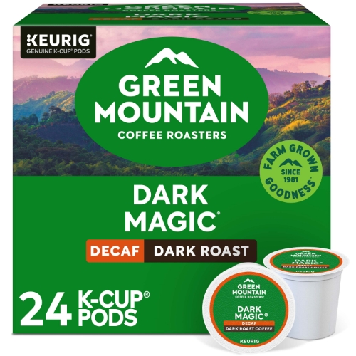 Green Mountain Coffee Dark Magic Decaf K-Cup Pods, Dark Roast, 24