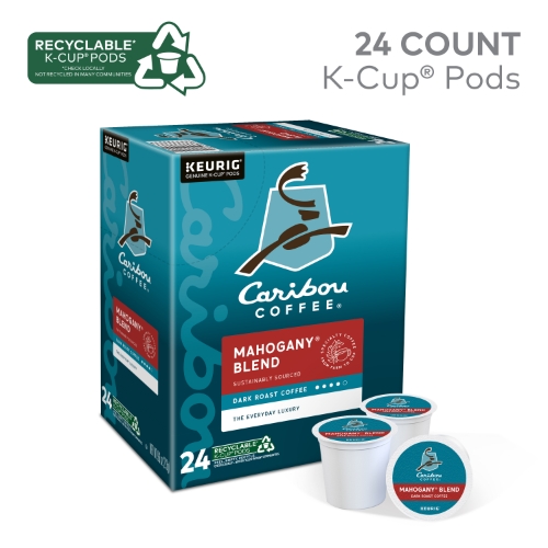 Caribou Coffee Mohogany K-Cup Pods, Dark Roast, 24/Box Mason