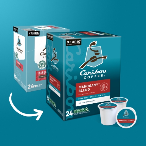 Caribou Coffee Mohogany K-Cup Pods, Dark Roast, 96/Carton Mason