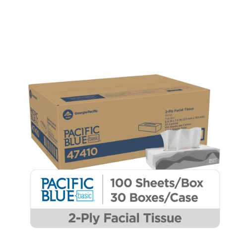 Pacific Blue Basic Facial Tissue, 2-Ply, 100 Tissues/Box, 30 Boxes ...