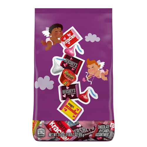 Hershey's Valentine's Candy Bag, Assorted Chocolate, 21.7 oz - W.B. Mason