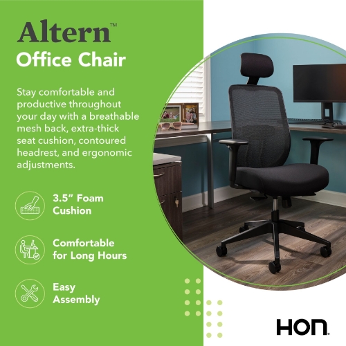 HON Altern Basic Task Chair, Mesh Mid-Back, Height-Adjustable Arms ...