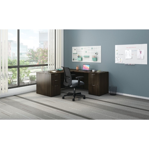 HON Mod Return Shell, 42"W x 24"D x 29"H, Java Oak Finish - W.B. Mason