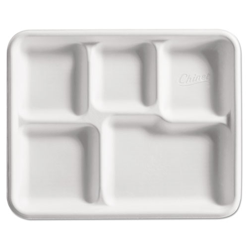 Chinet Classic Cafeteria Trays, 5 Compartments, 8 1/2