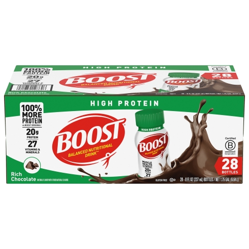 BOOST High Protein Chocolate Nutritional Shake, 8 oz, 28 Bottles/Carton ...