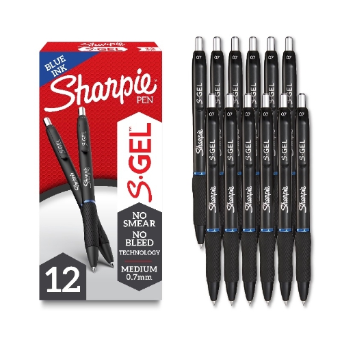 Sharpie S Gel Pen, Medium 0.7 mm, Blue Ink, DZ - W.B. Mason