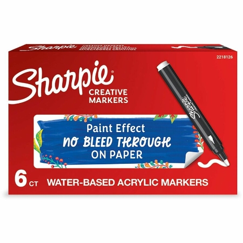 Sharpie Creative Water-Based Acrylic Markers, Bullet Tip, White,