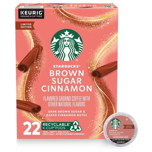 Starbucks Brown Sugar Cinnamon K-Cup Pods, Dark Roast, 22/Box - W.B. Mason