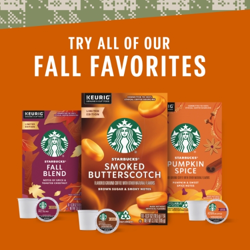 Starbucks Smoked Butterscotch K-Cup Pods, Medium-Dark Roast, 22/Box - W.B. Mason Starbucks Smoked Butterscotch K-Cup Pods, Medium-Dark Roast, 22/Box - W.B. Mason
