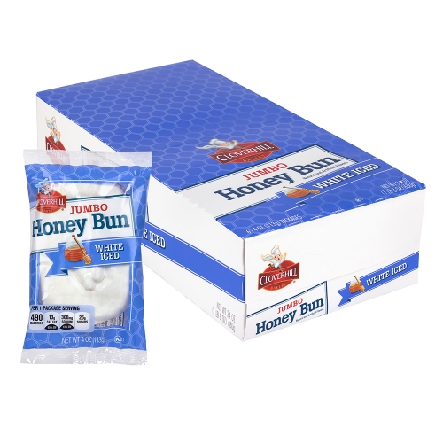 Cloverhill Bakery Jumbo Iced Honeybun, 4 oz, 36/Pack - W.B. Mason