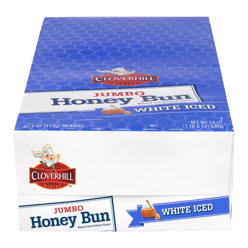 Cloverhill Bakery Jumbo Iced Honeybun, 4 oz, 36/Pack - W.B. Mason