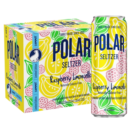Polar Seltzer, Raspberry Limoncello, 12 oz, 6/Pack, 4 Packs/Case