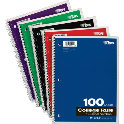 TOPS 1 Subject Notebook, College Ruled, 8.5