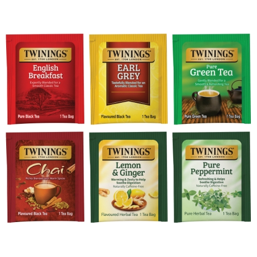 Assorted Tea Case TWININGS Tea Bag Variety Case Pack, 25/Box, 6 Boxes/Case - W.B. Mason