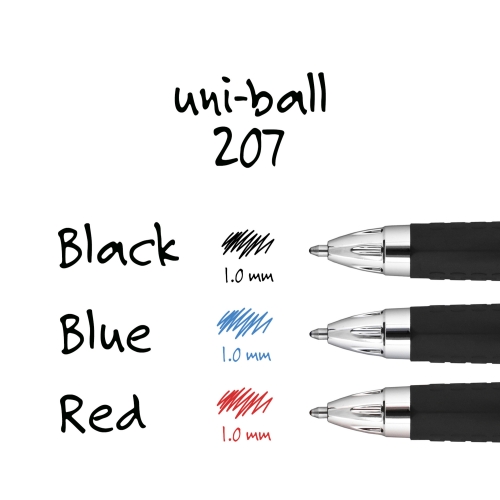 Uni-Ball Signo 207 Gelstift – 1,0 Mm Federbreite, Schwarz, Packung Mit 12 Stück, Wasserfest Und Dokumentenecht