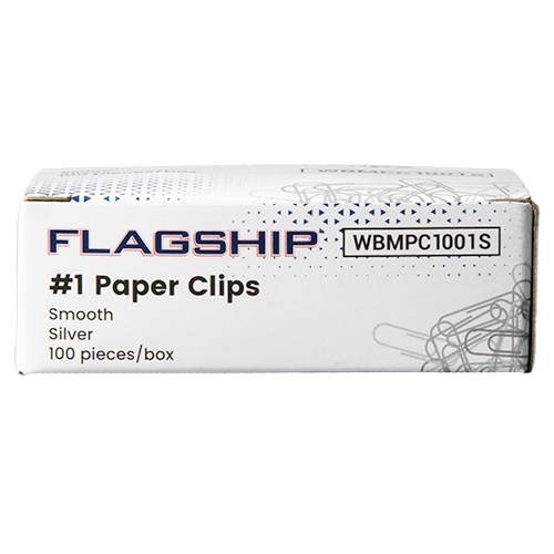 Flagship Paper Clips, Silver, #1, Smooth, 100/Box, 10 Boxes/Pack (1,000 ...