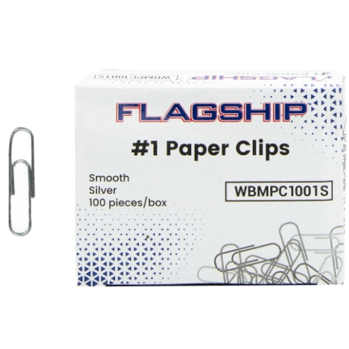 Paper Clips Sliver Flagship Paper Clips, Silver, #1, Smooth, 100/Box, 10 Boxes/Pack (1,000 ...