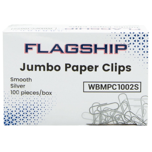 Flagship Jumbo Paper Clips, Smooth, Silver, 100/Box, 10 Boxes/Pack ...