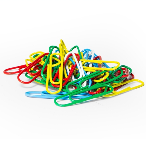 Flagship Paper Clips, Jumbo, Plastic Coated, Assorted, 250/Tub - W.B. Mason