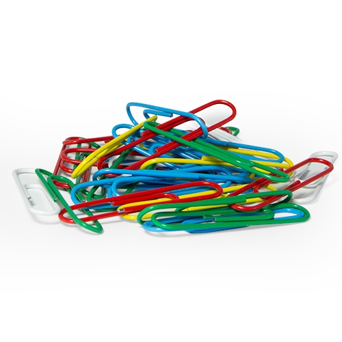 Flagship Paper Clips, #1, Plastic Coated, Assorted, 500/Tub - W.B. Mason