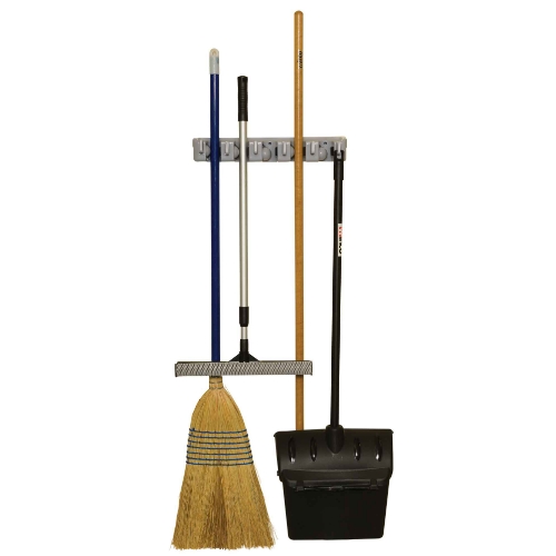Winco Mop & Broom Rack, 5 Holders/6 Hooks, 16