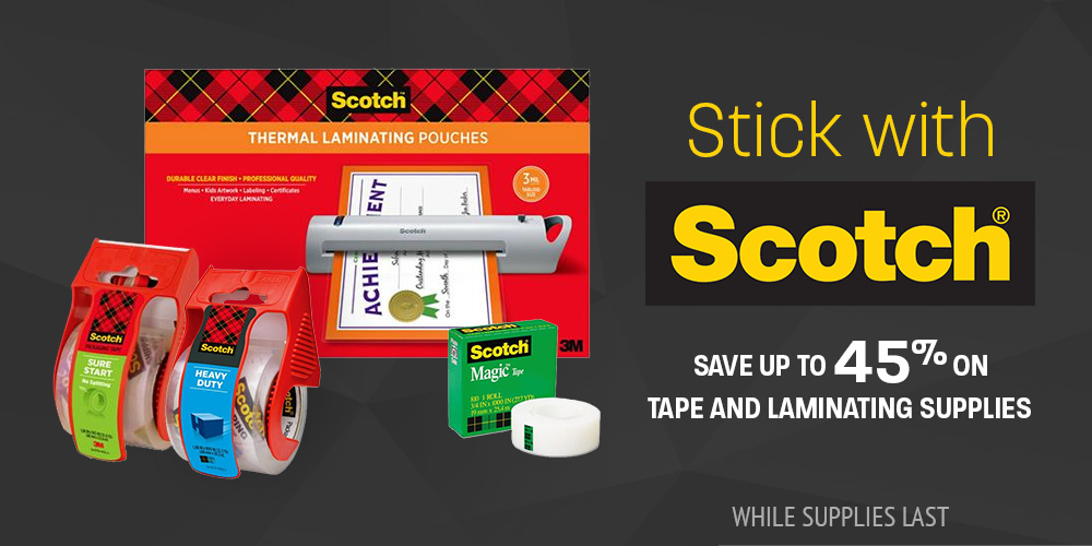 Save on 3M Scotch Brand Tape and Laminating Supplies